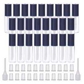 LTKJ 25 Pack 1.2 mL Pretty Empty Lip Gloss Tubes Containers, Clear Mini Refillable Lip Balm Bottles with Rubber Inserts and 3pcs Transfer Pipettes for Lip Samples Travel DIY Makeup (Black)