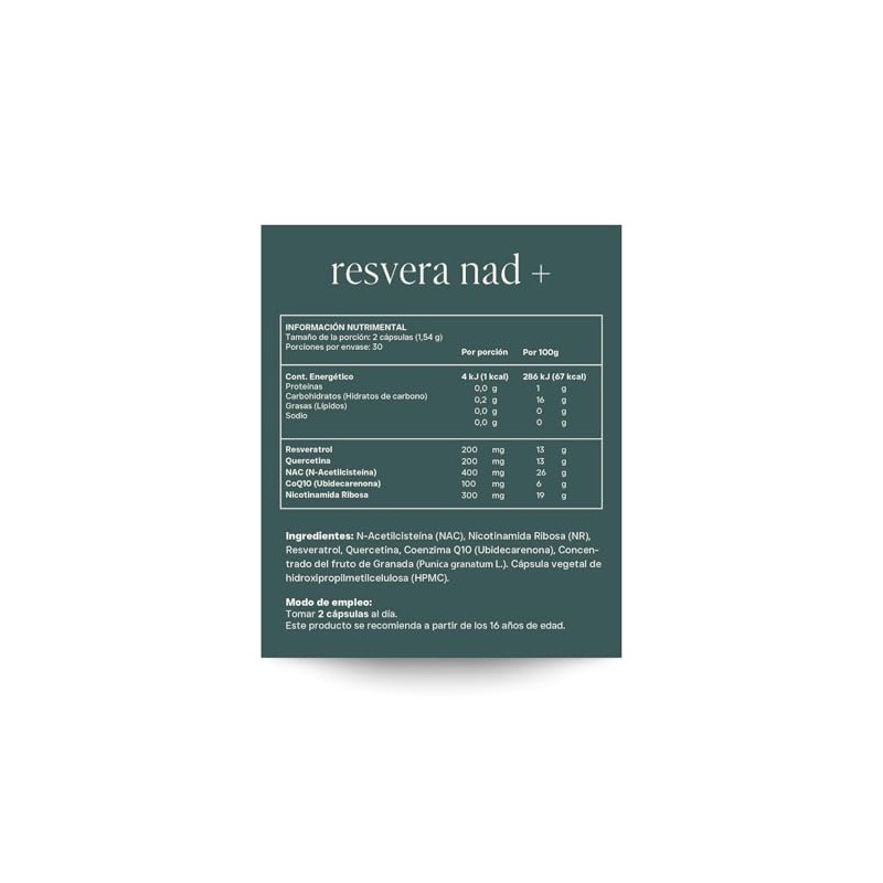 RESET WELLNESS | RESVERA NAD + con Resveratrol, NAC, NR,
