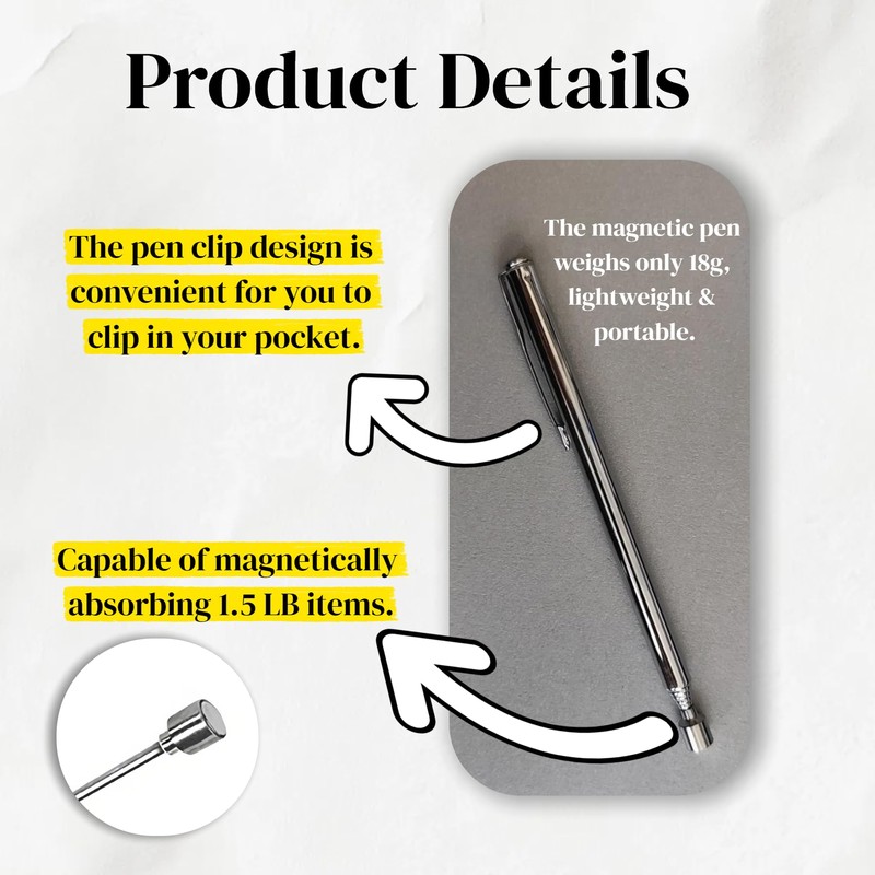 3 Pack Himtop Magnetic Pickup Tools with Strong Magnetic Tips，Including