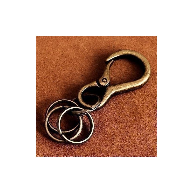 BRASS STORE Carabiner Keychain with Antique Double Ring (Bronze Medium)