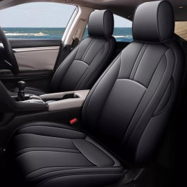 RAWAKORW Car 5-Seat Covers For Honda Civic 2016-2025 PU Leather Full Coverage Cushion Pad - 2022-2025, Hatchback4DR,Sport,LX