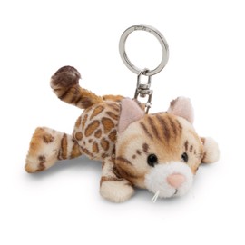 63061 - Portachiavi con Peluche a Forma di Gatto Bengala, per Lo Zaino o la Borsa di Grandi e piccini, 10 cm, Marrone