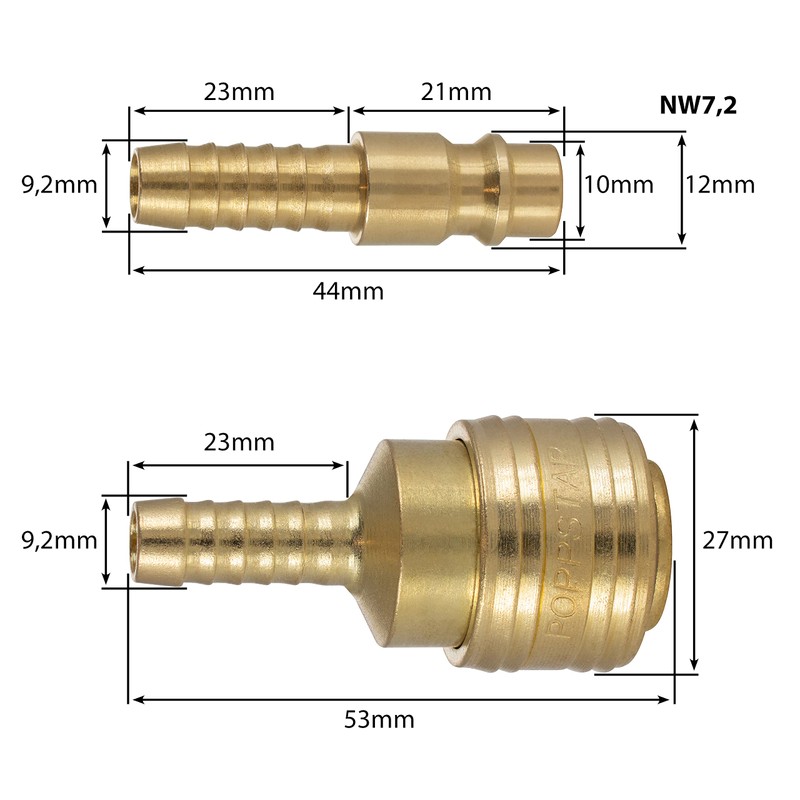 Poppstar Compressed Air Hose 5 m (Hybrid PVC with Fabric,
