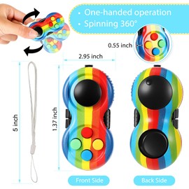 2 Pieces Fidget Pad Sensory Fidgets Controller Pad Handheld Fidget Game Pad Sensory Educational Toy for ADHD ADD OCD Autism Anxiety Stress Relief (Rainbow and Stripe Style)