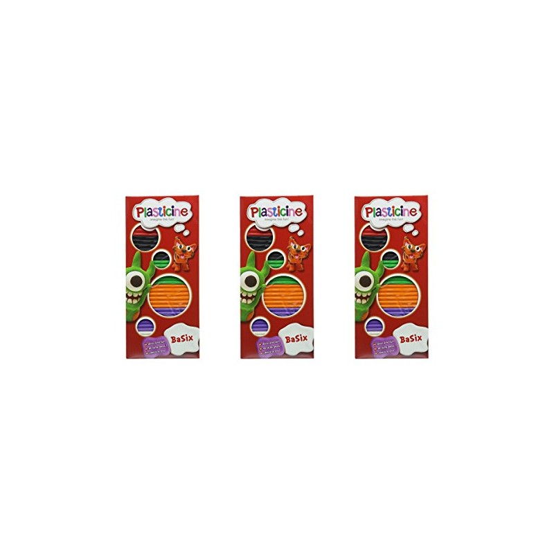 Plasticine 3 X Basix 6 Colour Pack