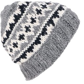 GURU SHOP Wool Hat with Soft Lining, Winter Hat Made of Virgin Wool - Grey/Black/Hats, grey/black