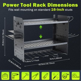Wall Mount for EGO-Compatible Tools – 3-Layer Adjustable Garage Organizer 200lbs – Heavy Duty Hanger for Leaf Blower, Trimmer, Weed Eater (grey)