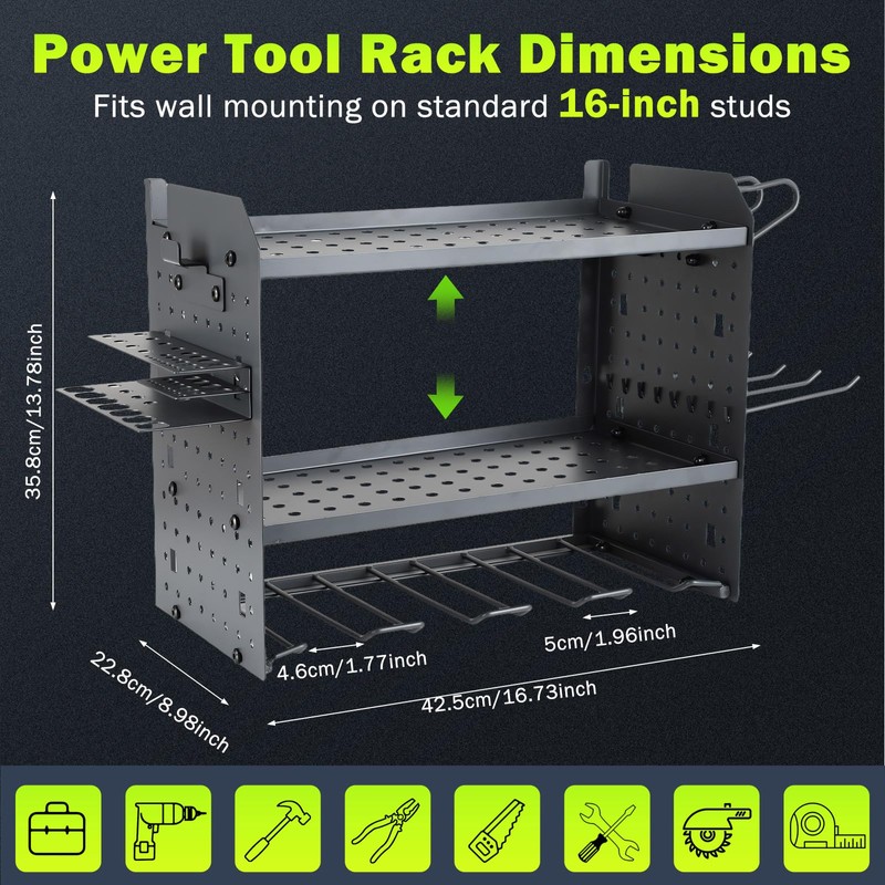 Wall Mount for EGO-Compatible Tools – 3-Layer Adjustable Garage Organizer