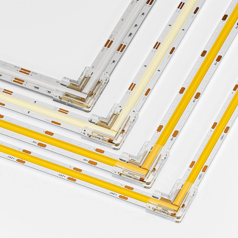 BTF-LIGHTING FCOB COB Transparent Gapless L-Shaped Connector Kit 4pc L-Shaped