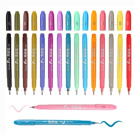 MAIKEDEPOT Felt Tip Pens, 15pcs Calligraphy pen Assorted Colors Sign Brush Pen Art Brush Marker Water Based Journaling Pen Set for Beginners Beginner Adult Lettering, Calligraphy (15pcs)