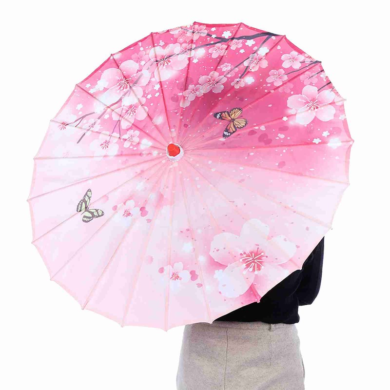 Women Handmade Umbrella Windproof Chinese Classical Dance Umbrella(Pink)