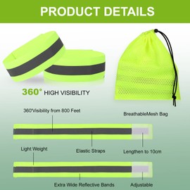 letcdfer 4 Pcs Reflective Bands for Arm Wrist Ankle Leg，High Visibility Reflective Bands Reflective Running Wristbands Reflective Straps Reflective Running Gear for Women Men Running Cycling Walking