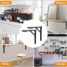 TORACK 24" Folding Shelf Brackets Heavy Duty Shelf Bracket Wall Mounted Triangle Hinges for Shelves Collapsible Table Brackets Workbench Supports for Garage(1 Pair)