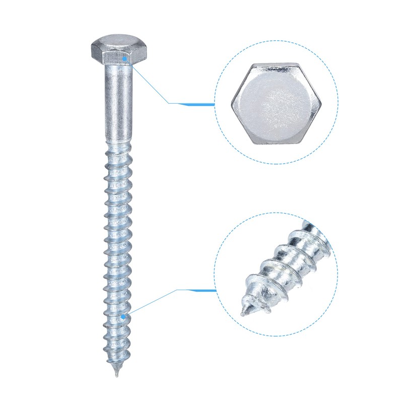 sourcing map Hex Lag Screws, M8 x 90mm Carbon Steel