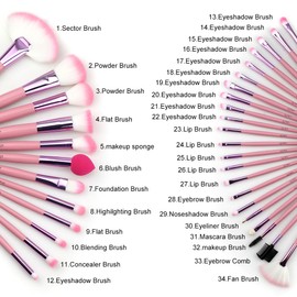 Glow Make-up Brush Set Includes Make-up Brushes And Accessories Eyeshadow Face Brush Eyeliner Eye Brush Lip Brush pink