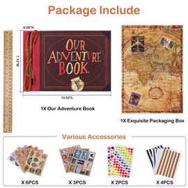 Adventure Book Diary Photo Scrapbook,Scrap book with Hard Cover Movie Up Travel Scrapbook for Anniversary,Scrapbook,Gift for Couples Anniversary,Wedding,Travelling,Birthday,Christmas (Animation Style)