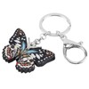 Llavero de metal esmaltado, diseño de mariposa, anillos para mujeres