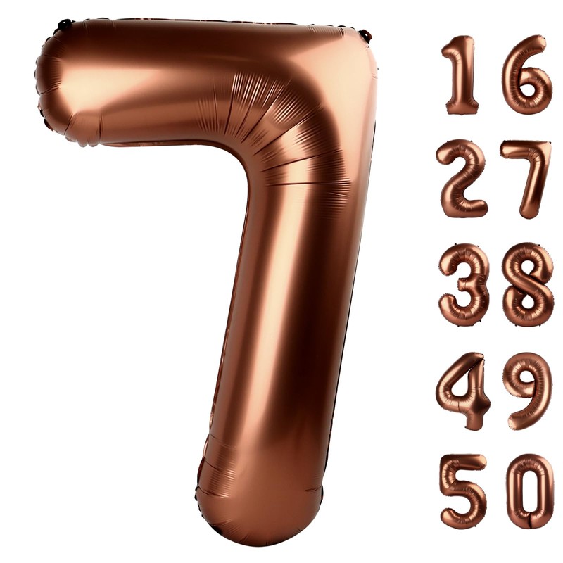 40 Inch Dark Brown Balloon Number 7 First Birthday Jumbo