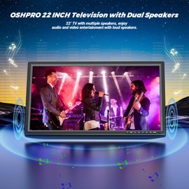 OSHPRO 22 Inch HD Small TV with Antenna ATSC Turner freeview TV for Home, Kitchen, RV Office 1080P Non Smart TV or Monitor for Kitchen Bedroom RV