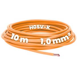 Kalitec 10 Metres H05V-K 1 mm² Orange Wiring Cable I Flexible PVC Single Core I Stranded 1 mm2 I Wiring Fine-Strand I Single Cable I Single Wire I Switch Wire