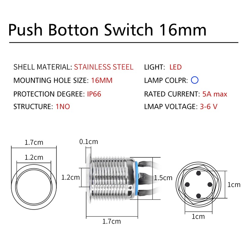 YACSEJAO 16mm Chassis Switch Host Metal Button Desktop Computer Host