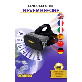 Heromask: VR Headset for Kids + Game System to Learn Spanish Italian etc [Language Learning] Virtual Reality for Kids. Kids Gifts for Boys and Girls for Age 5 to 12 Years Old. Educational