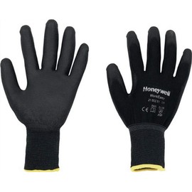 Honeywell WorkEasy Black General Purpose Gloves for Precision Work 2100251, 100% Polyester Knitted, PU Coating, Gauge 13, Length 25cm, Size 09, 2100251-09 (Pack of 10 Pairs)