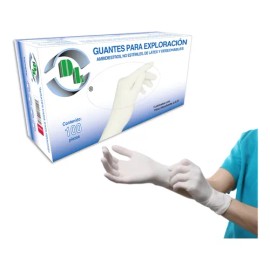 100 Guantes Látex No Estéril Para Examen Médico Talla Chico Color Blanco Talla S