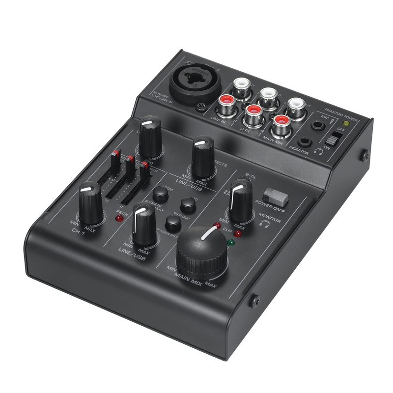 RUSUO Audio Mixer, 5 Channel Compact Audio Mixer Sound Mixing