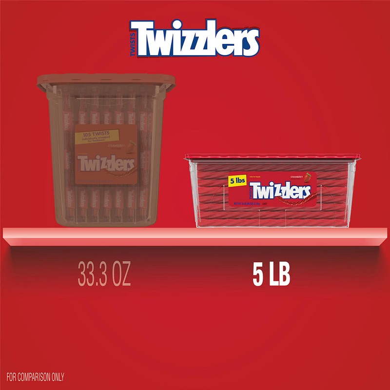 TWIZZLERS Twists Strawberry Flavored Licorice Style, Chewy Holiday Candy Tub,