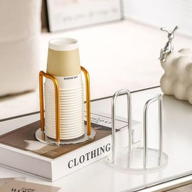 Elegant Acrylic Cup Holder Disposable Cup Storage Organizer Home Coffee Tea Cup Rack Stylish Storage Solution (Silver, One Seat)