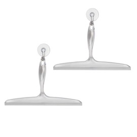 iDesign Bathroom Plastic Shower Wall Hook-Set of 2-Clear Squeegee
