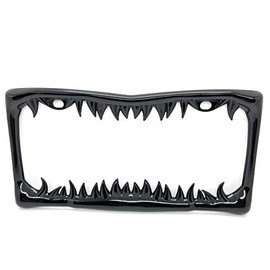 Shark Tooth License Plate Frame (Black Painted Metal)
