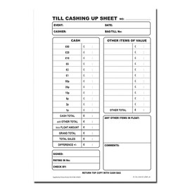 Cherry | Carbonless NCR Till Cashing Up Duplicate Book | A5 Size | 50 Sets | Perforated Top Copy | Stitched & Bound | Eco-Friendly Carbon Balanced Paper