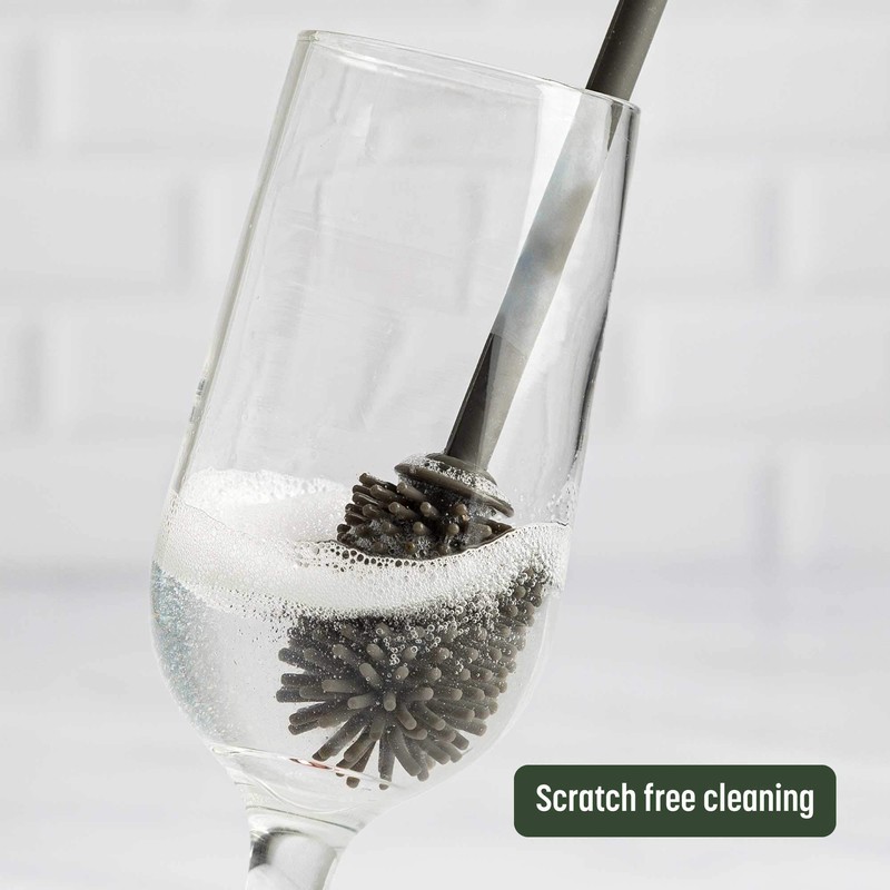 Goodful Reusable Bottle and Straw Cleaning 2-Piece Brush Set, Scratch