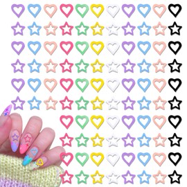 160Pcs Kawaii Nail Charms, CYHYII 3D Heart Stars Colorful Resin Nail Art Charm Acrylic Cute Love Nail Gems for Women Girls Nail Decorations DIY Manicure Craft Jewelry