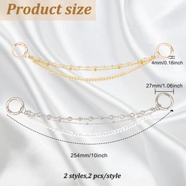 FINGERINSPIRE Pack of 4 3-Layer Shoe Decoration Chains, Brass Alloy Rhinestone Shoe Chain, Platinum/Gold Shoe Decoration Chain, Glittering Shoe Pendants, Accessories for Cave-like Shoes, DIY for Bags