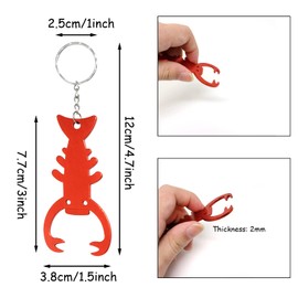 Honbay 6PCS Lobster Bottle Opener Keychain Aluminum Alloy Beer Bottle Opener Party Favors (Red)