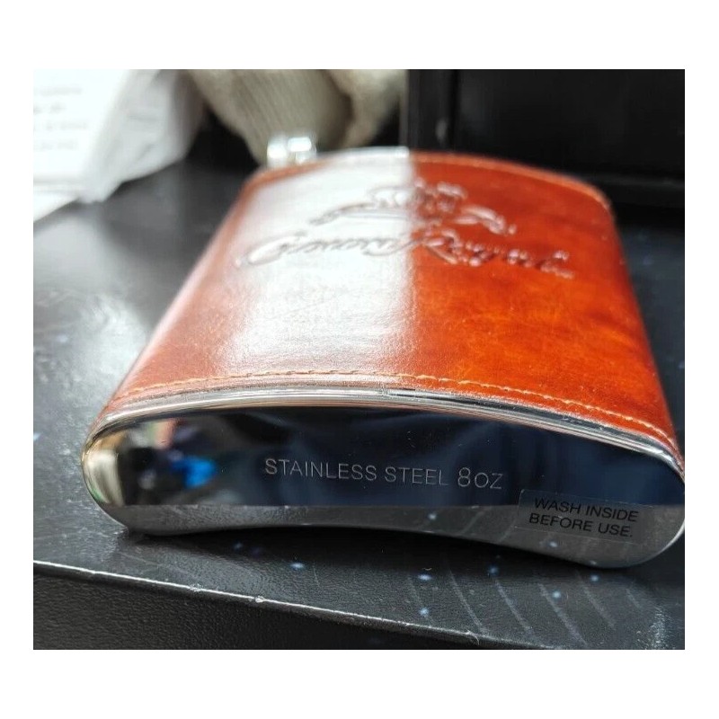 Crown Royal Limited Edition Stainless Steel Leatherbound 8oz Hip Flask