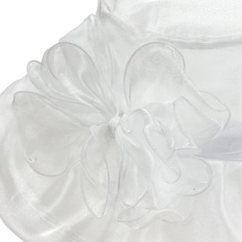 Women Girl Kentucky Derby Tea Party Fascinator Hat Church Funeral Cocktail Easter British Sinamay Organza Veil Dress Hat Cap, White, One Size-Large