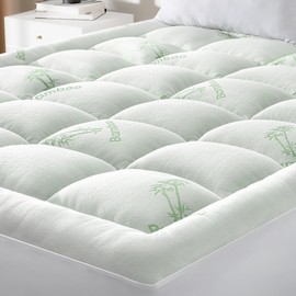 Anluoer Memory Foam Mattress Topper King for Back Pain, Rayon Derived from Bamboo Pillow Top Mattress Topper for Hot Sleepers,Thick Mattress Pad with 8-21" Deep Pocket, 78x80 Inches, White