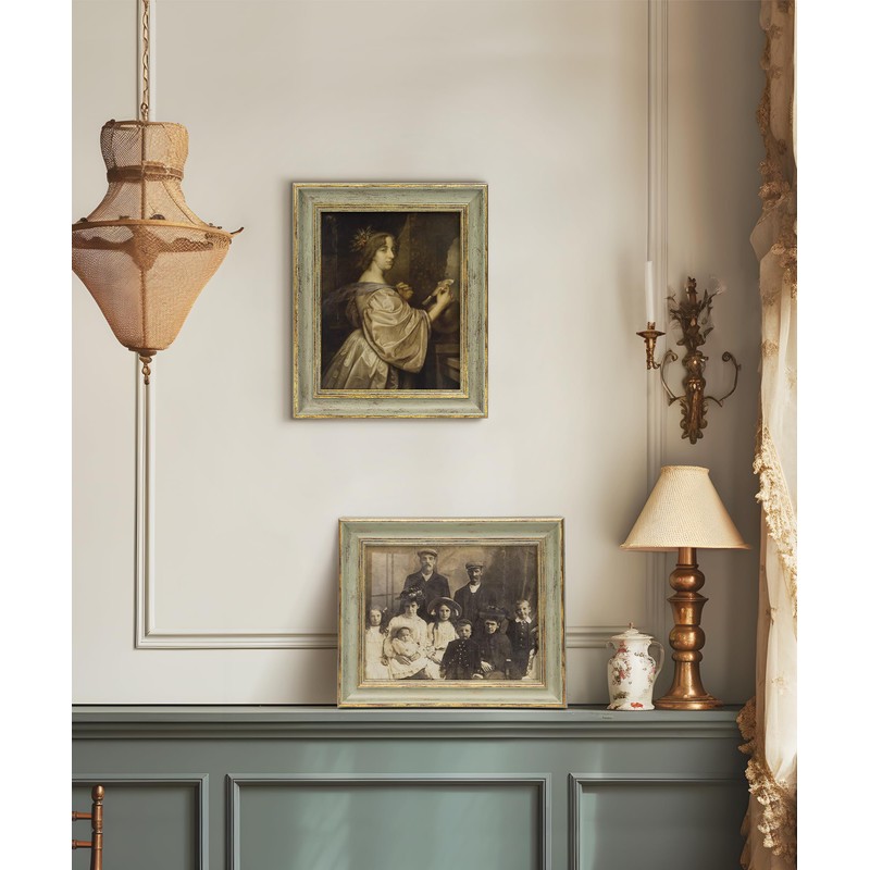 Afuly Photo Frame, Stylish, 6-piece Picture Frame, Antique Green, Gold,