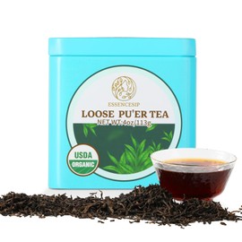 Essencesip Ripe Puerh Tea Loose Leaf, 4oz Tin – Aged Fermented Organic pu-erh Tea with Earthy Richness, Smooth Mellow Finish, Crafted for Hot Brewing