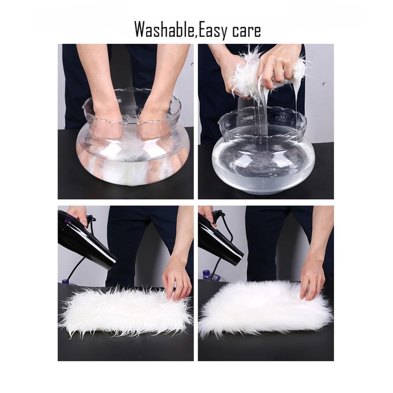 SMTCM Faux Lambskin Sheepskin Round Rug 60 x 60 cm