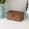 GUSHBIN Handwoven Seagrass Basket Wicker Shelf Basket with Lid Rectangular
