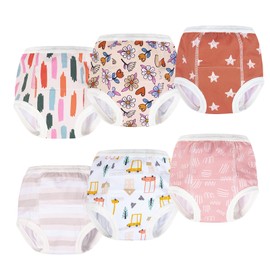 ALVABABY Potty Training Panties 6 Packs Girls Toilet Training Pants Cotton Absorbent Toddler Baby Training Pants 2T 3T 4T