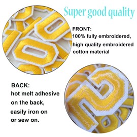 GYGYL 30 Pieces Iron on Numbers Patches, Yellow Number Patches, Numbers 0-9 Applique for Clothes, Dress, Hat, Socks, Jeans, DIY Accessories