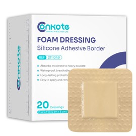 Conkote Conkote Silicone Foam Dressings 2' X 2', Large Bandages for Wound Care, Box of 20 Dressings