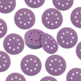 Cionyce 8 Hole 5 Inch Purple Sanding Discs 100 Girt, 25 Pcs Film Ceramic Sanding Discs, Hook & Loop Backing Sandpaper for Sand Auto Paint, Wood, Woodworking