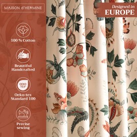 Maison d' Hermine Curtains for Living Room 100% Cotton 96 inch Length One Panel Light Filtering Curtains for Windows with Rod and Loop Pockets Valentines Day Gifts (Dalida - Beige, 50" W x 96" L)